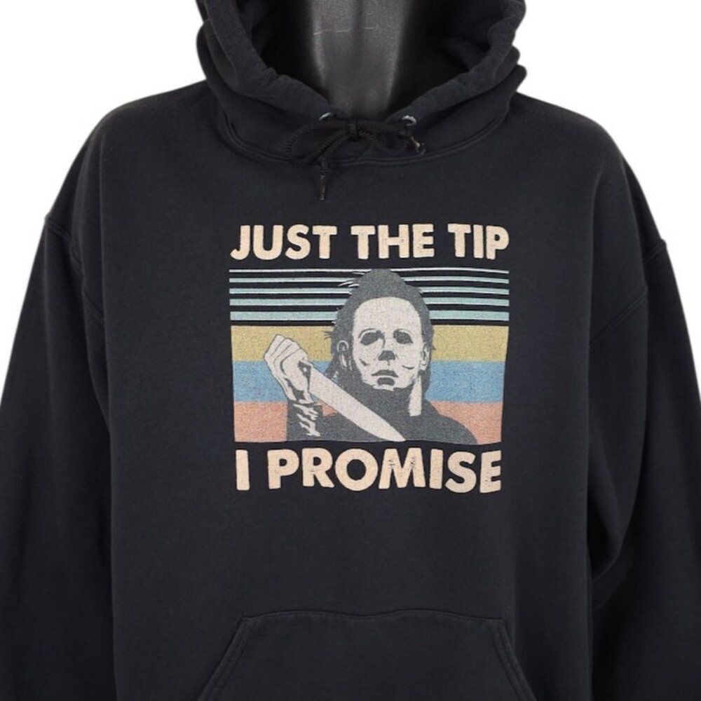 Halloween Sweatshirt Hoodie Mens Size Large Black Michael Myers Just The Tip